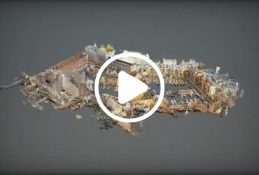 Screenshot from point cloud video of St Kathrine Dock in London, scanned with the NavVis